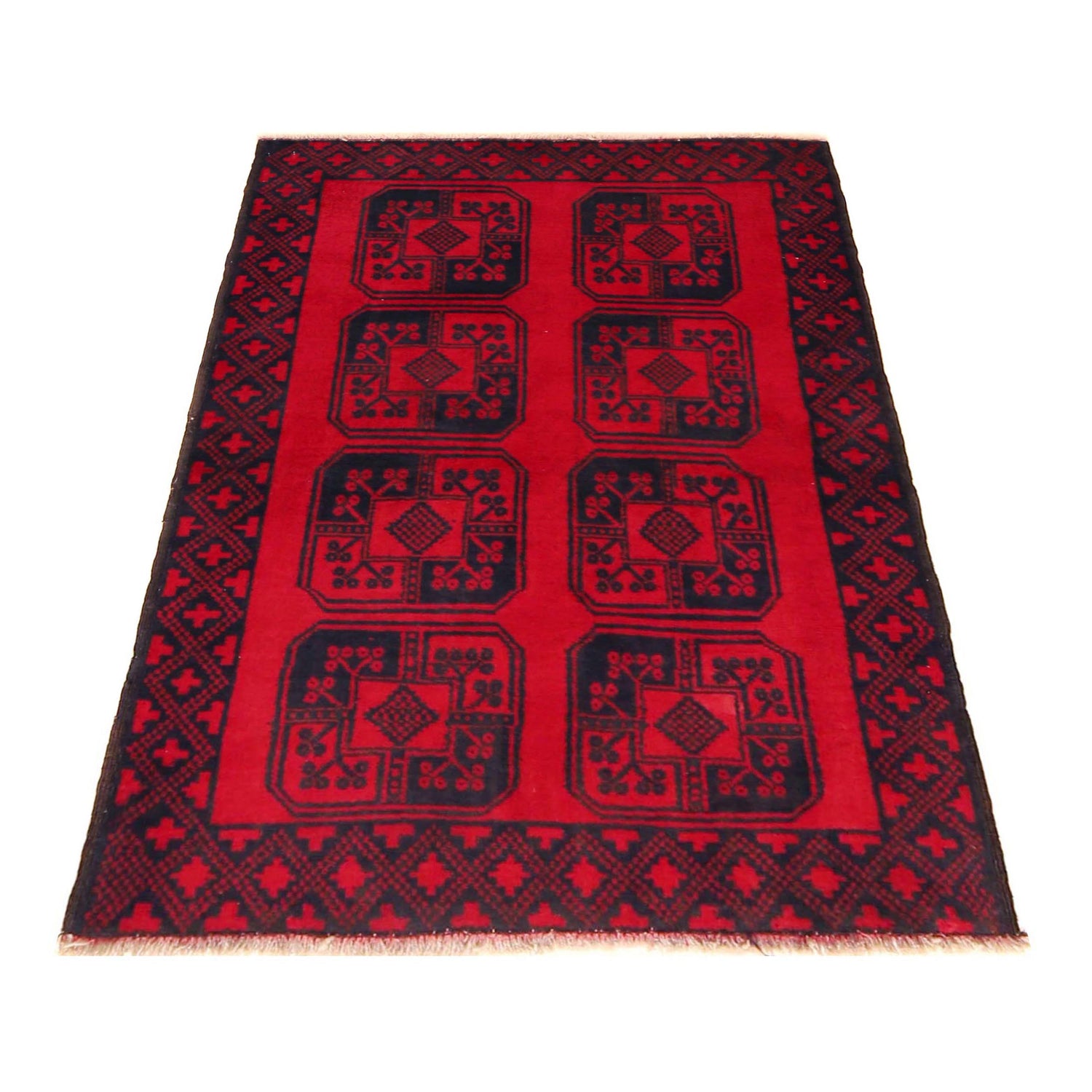 Baluchi Rug Handmade Red Geometric 3x5 ft
