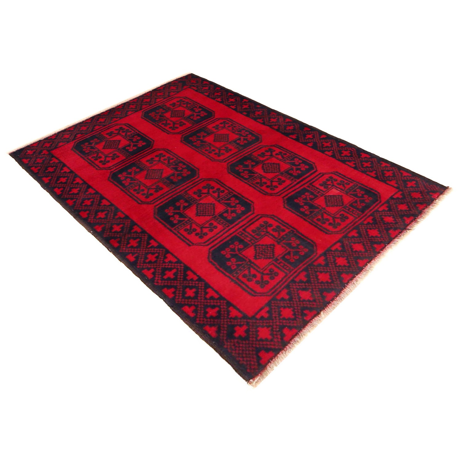 Baluchi Rug Handmade Red Geometric 3x5 ft