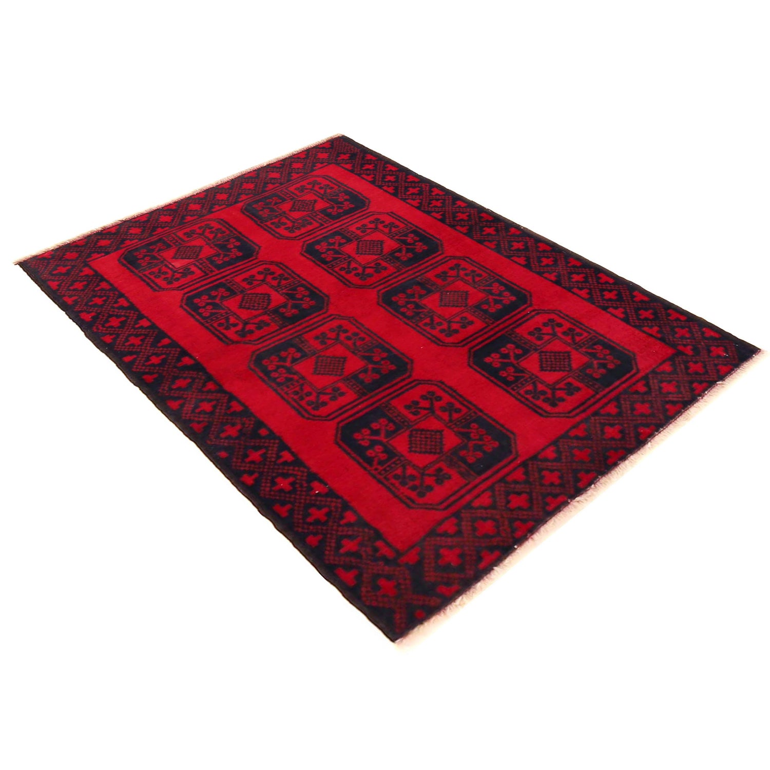 Baluchi Rug Handmade Red Geometric 3x5 ft