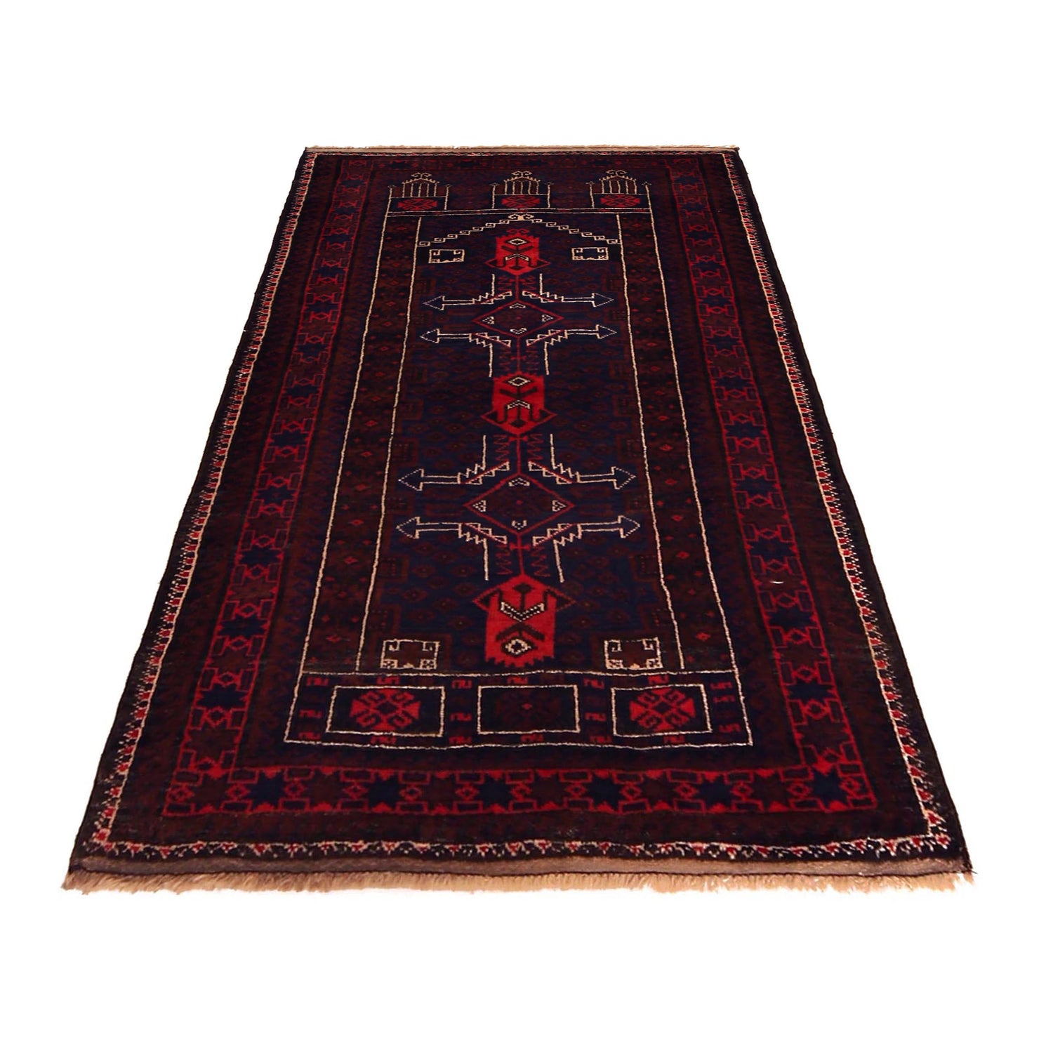 Baluchi Rug Handmade Multi Prayer Design 3x5 ft