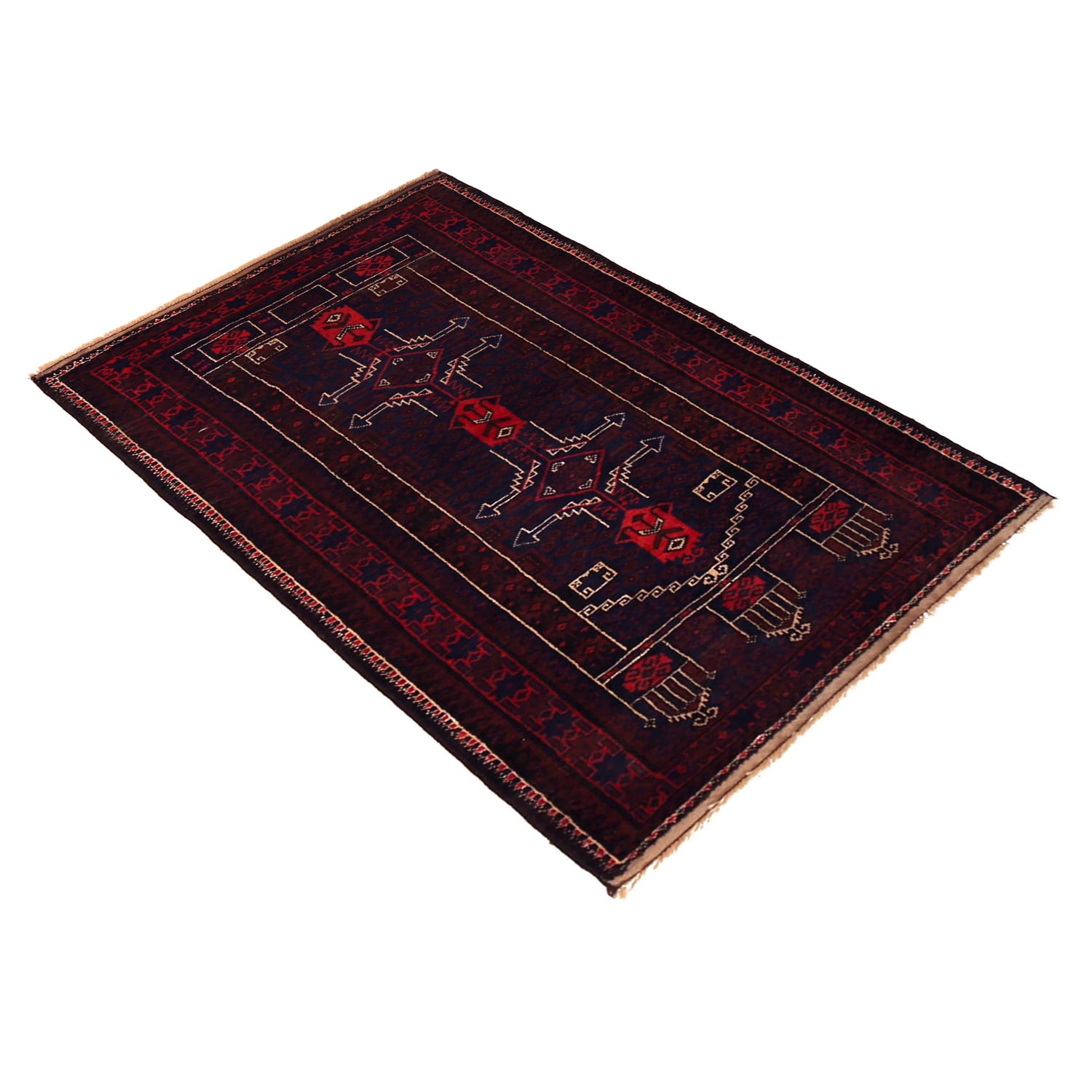 Baluchi Rug Handmade Multi Prayer Design 3x5 ft