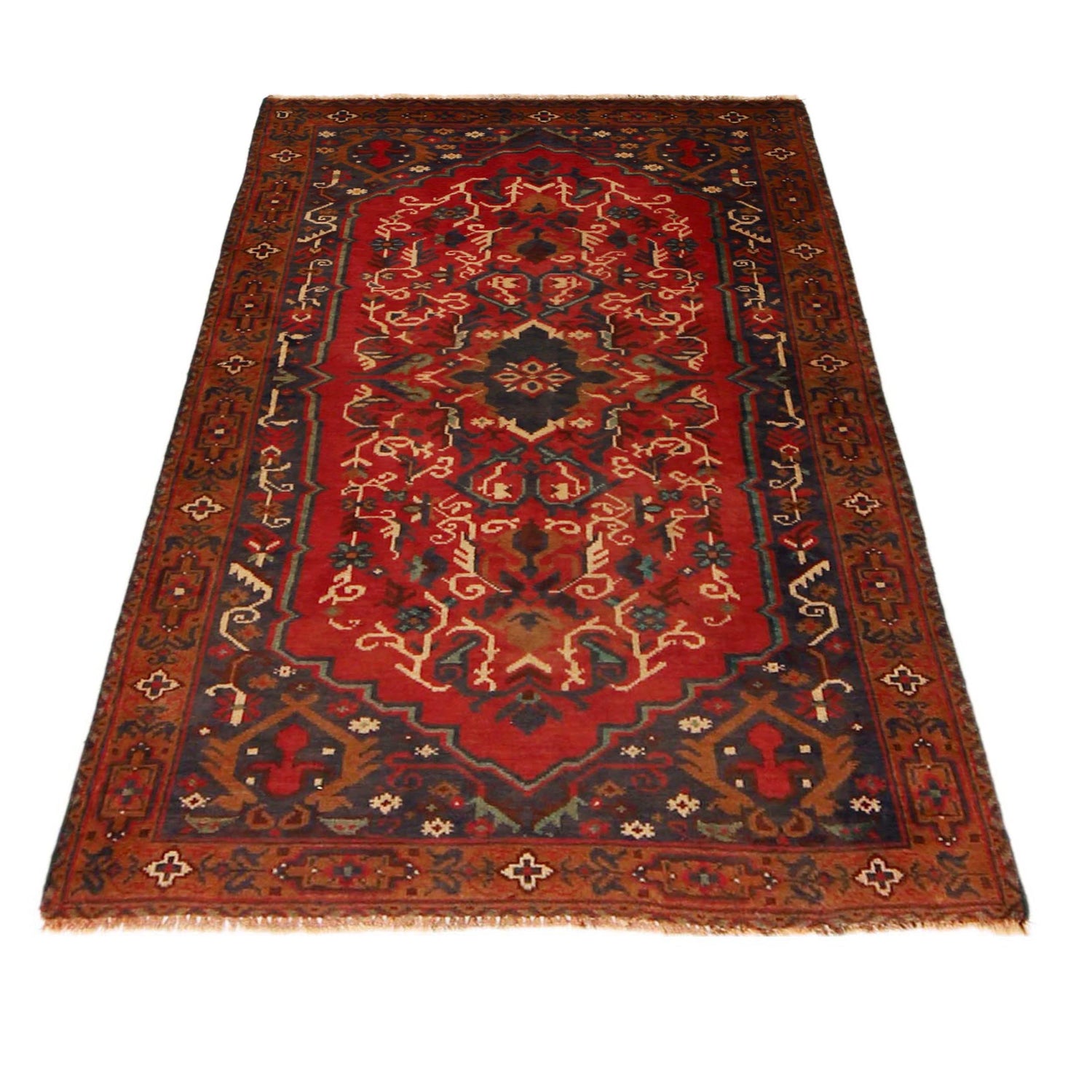 Baluchi Rug Handmade Red Geometric 3x5 ft