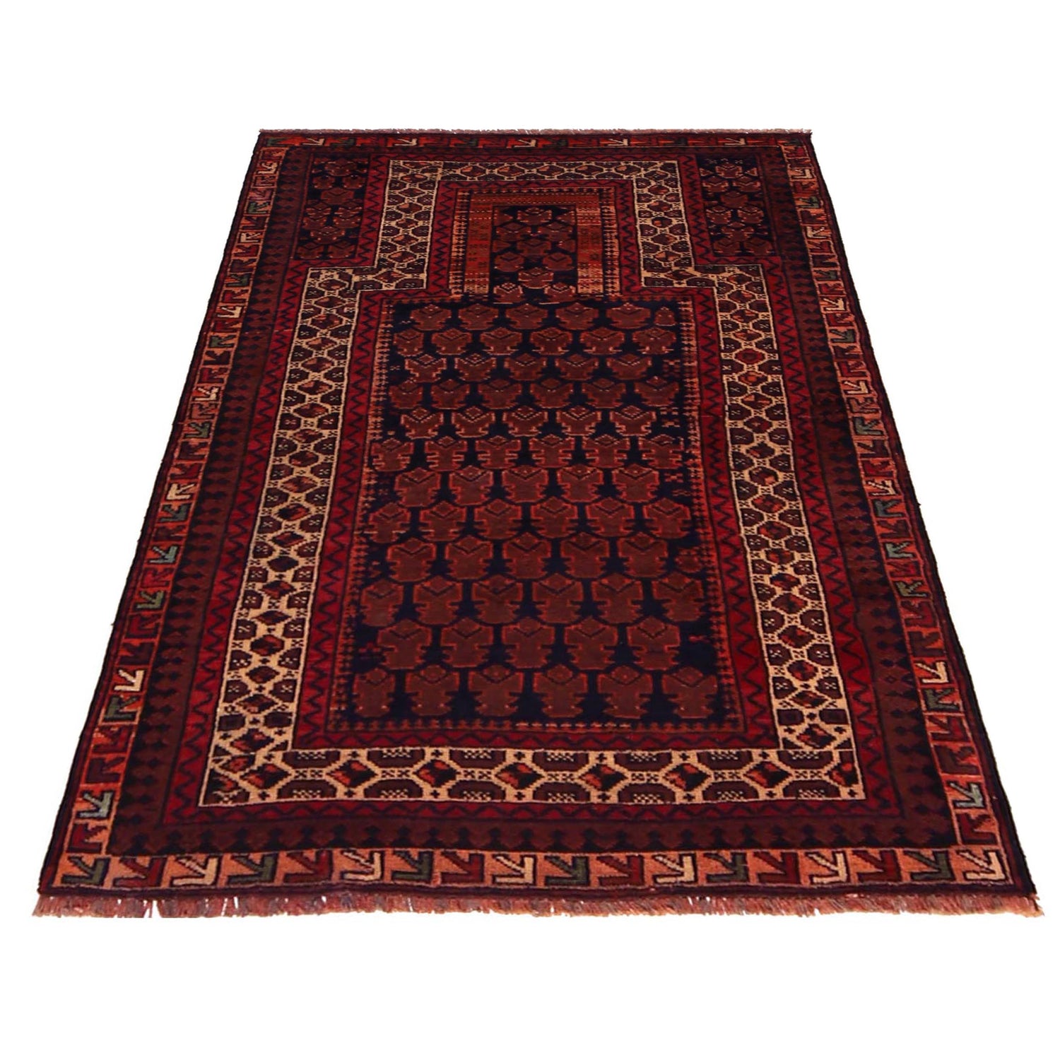 Baluchi Rug Handmade Red Prayer Design 3x5 ft