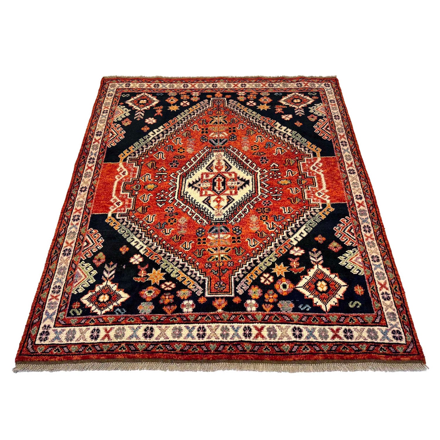 Shirazi Area Rug Handmade Multi Medallion 4x7 ft