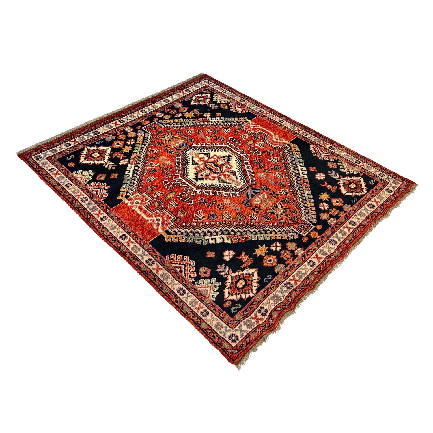 Shirazi Area Rug Handmade Multi Medallion 4x7 ft