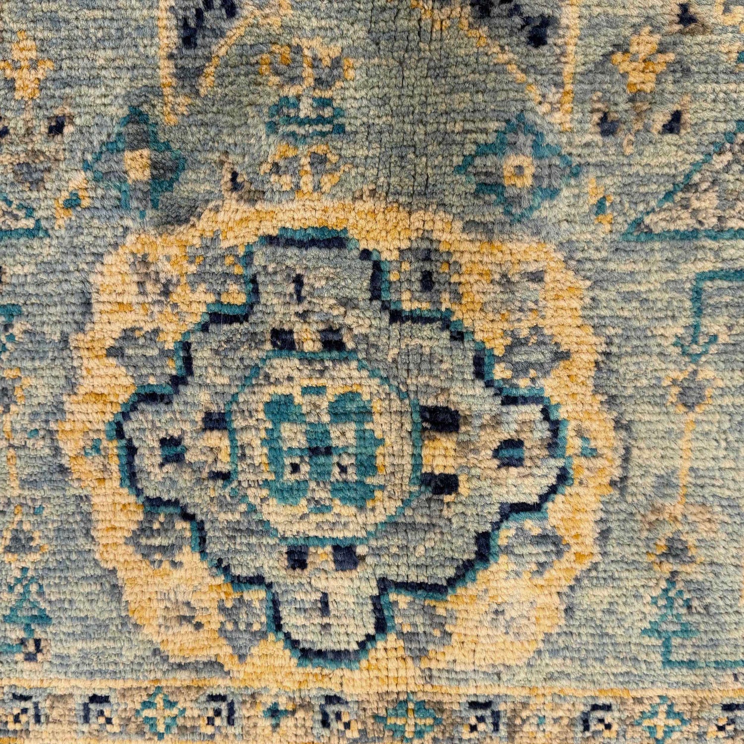 Mamluk Area Rug Handmade Blue Medallion 4x7 ft