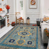 Mamluk Area Rug Handmade Blue Medallion 4x7 ft