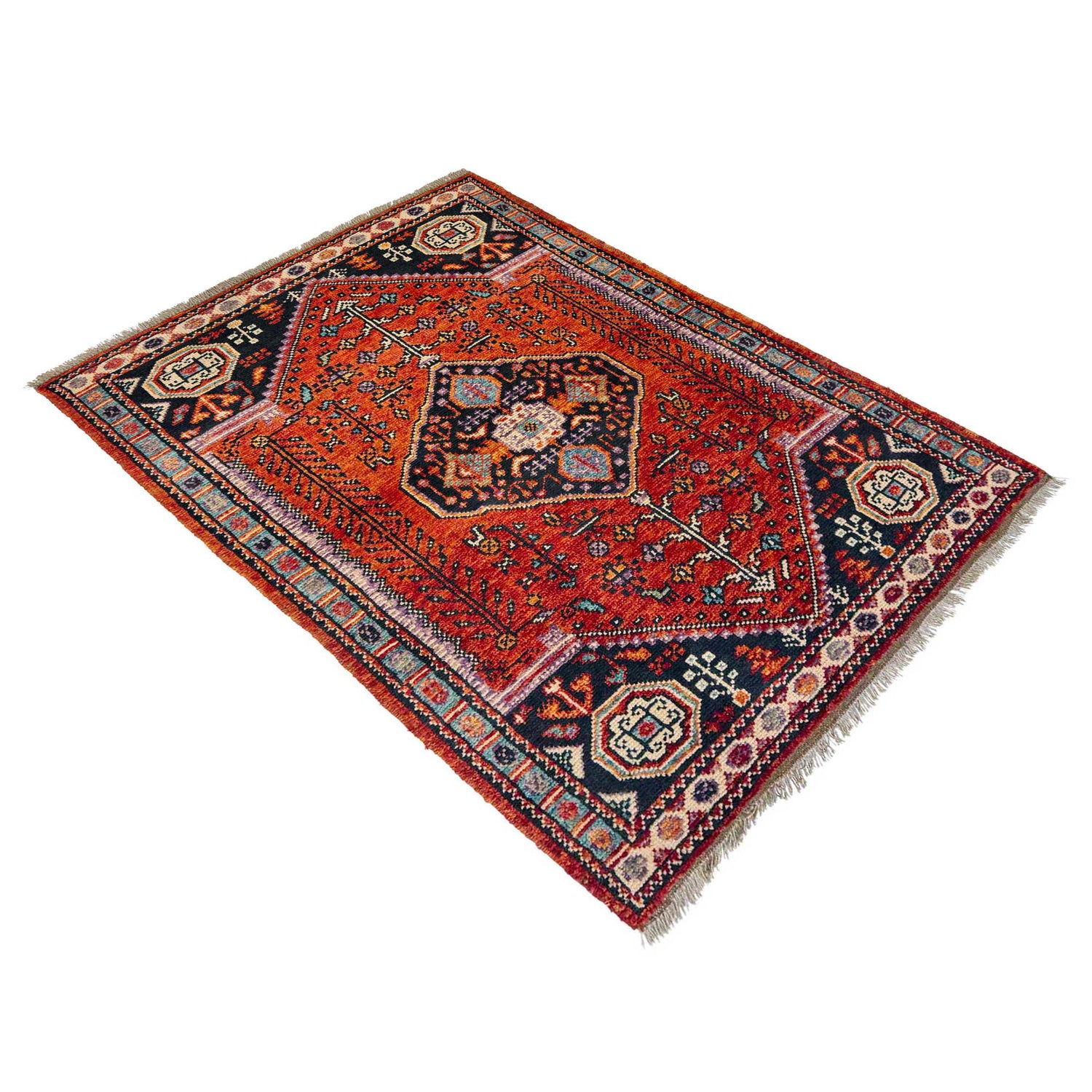 Shirazi Area Rug Handmade Red Medallion 3x5 ft