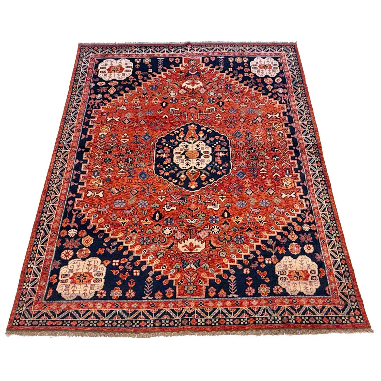 Shirazi Area Rug Handmade Multi Medallion 8x10 ft