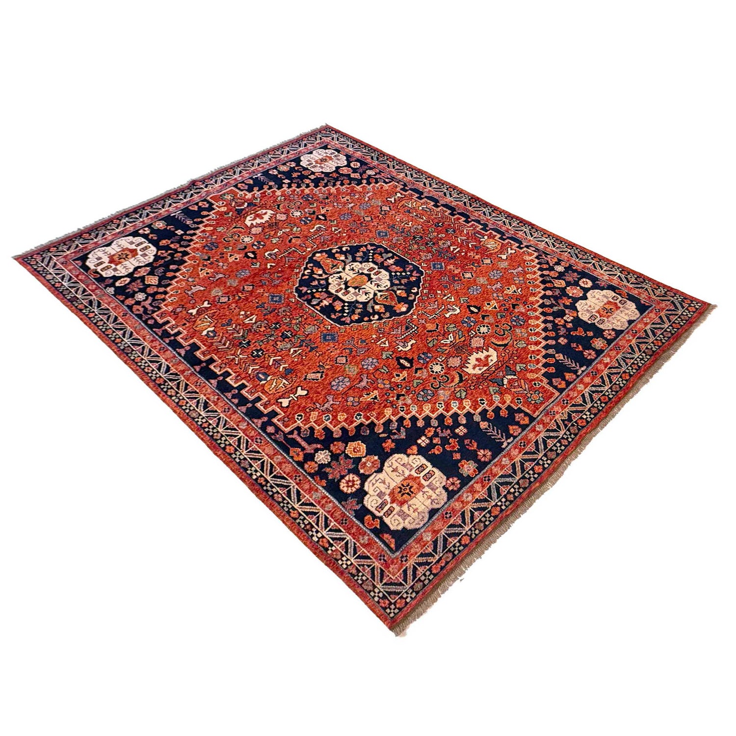 Shirazi Area Rug Handmade Multi Medallion 8x10 ft