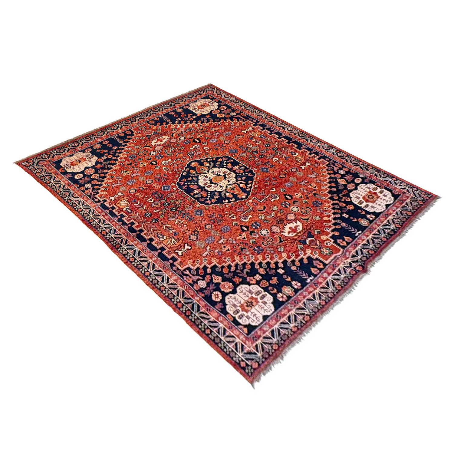 Shirazi Area Rug Handmade Multi Medallion 8x10 ft