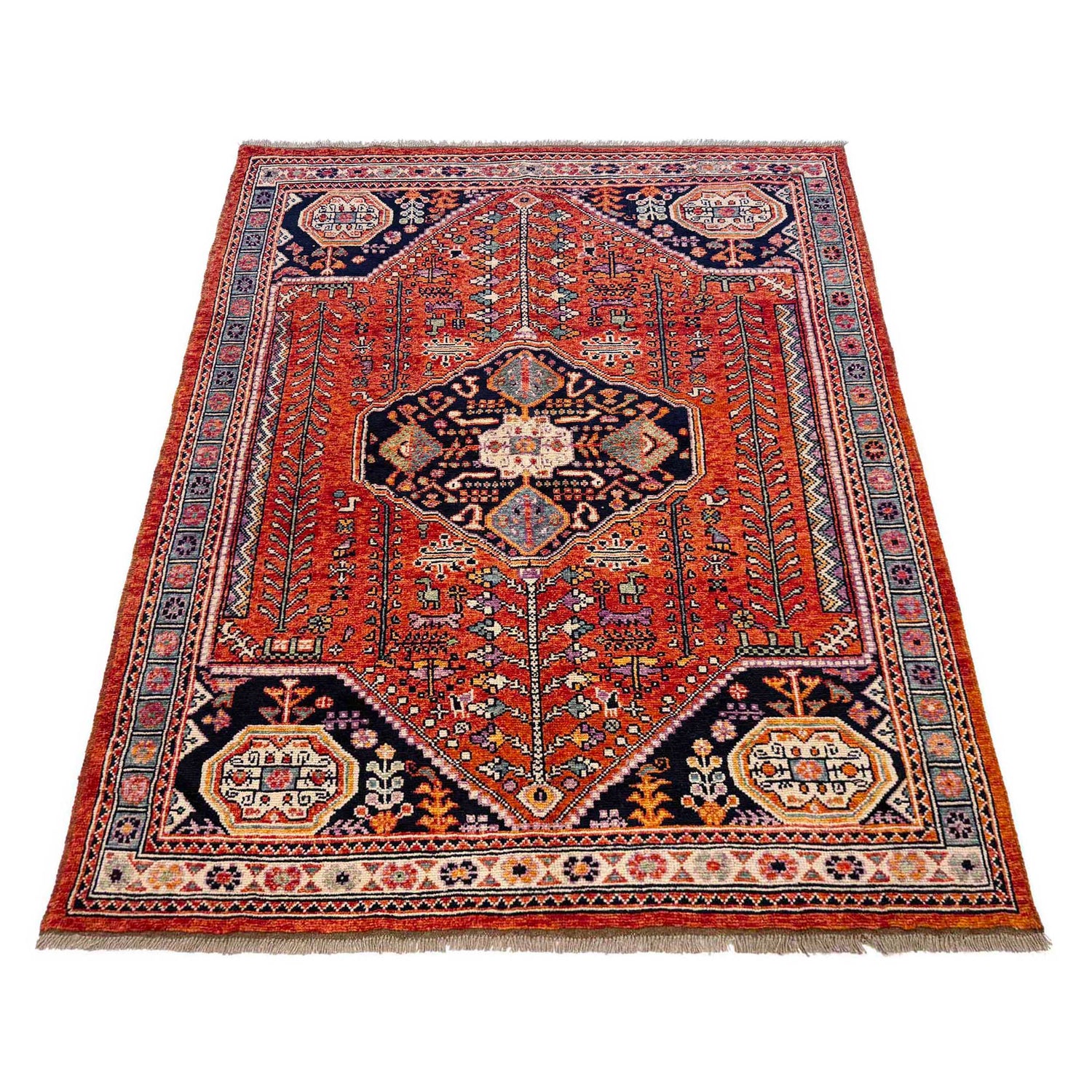 Shirazi Area Rug Handmade Multi Medallion 5x8 ft