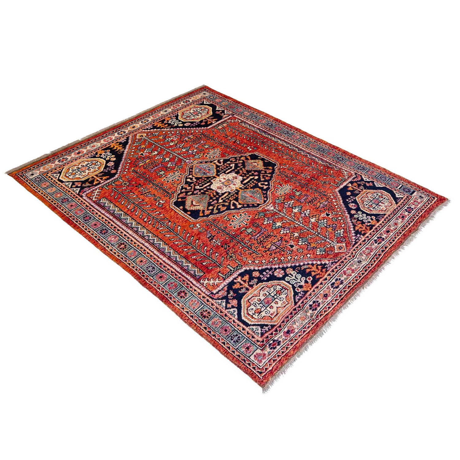 Shirazi Area Rug Handmade Multi Medallion 5x8 ft