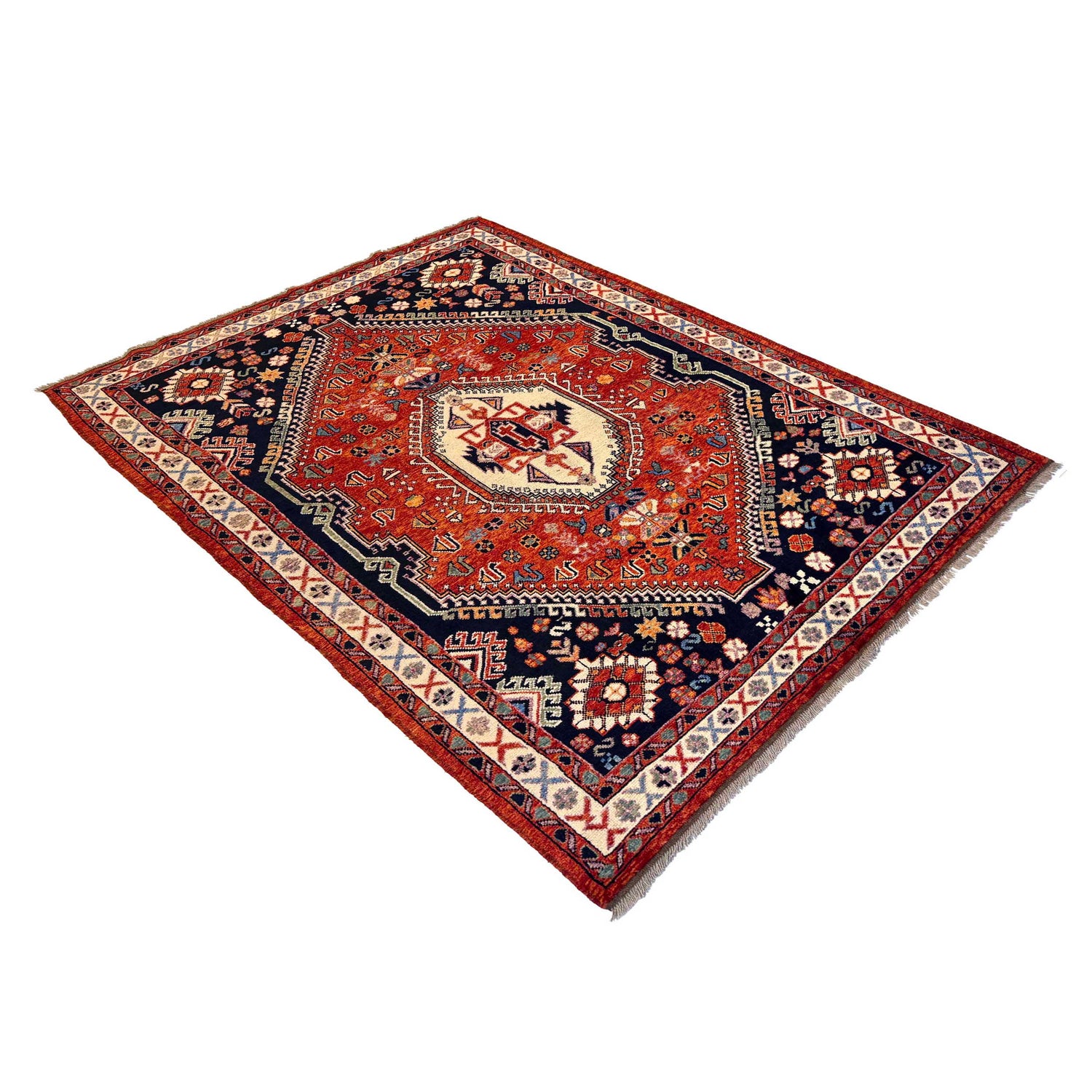 Shirazi Area Rug Handmade Multi Medallion 7x10 ft