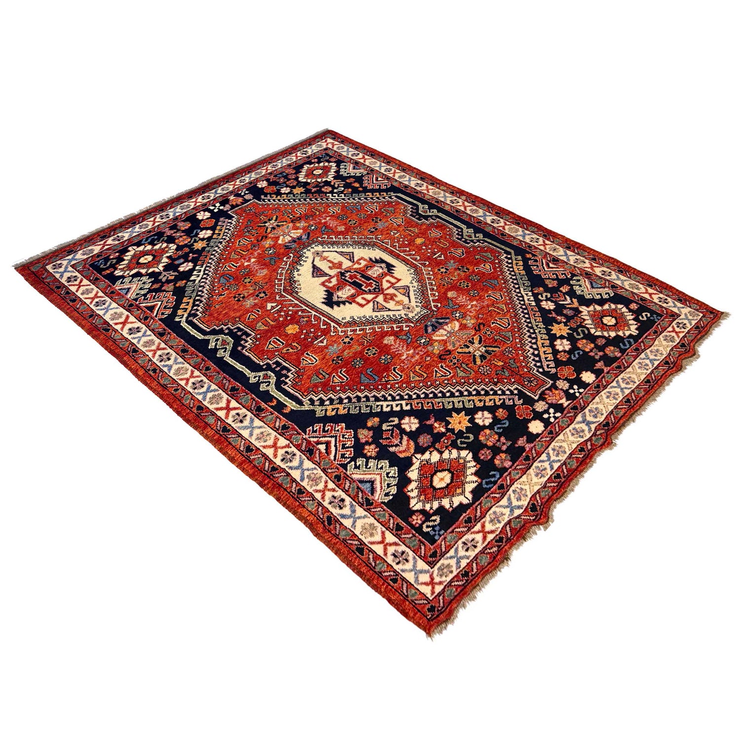 Shirazi Area Rug Handmade Multi Medallion 7x10 ft