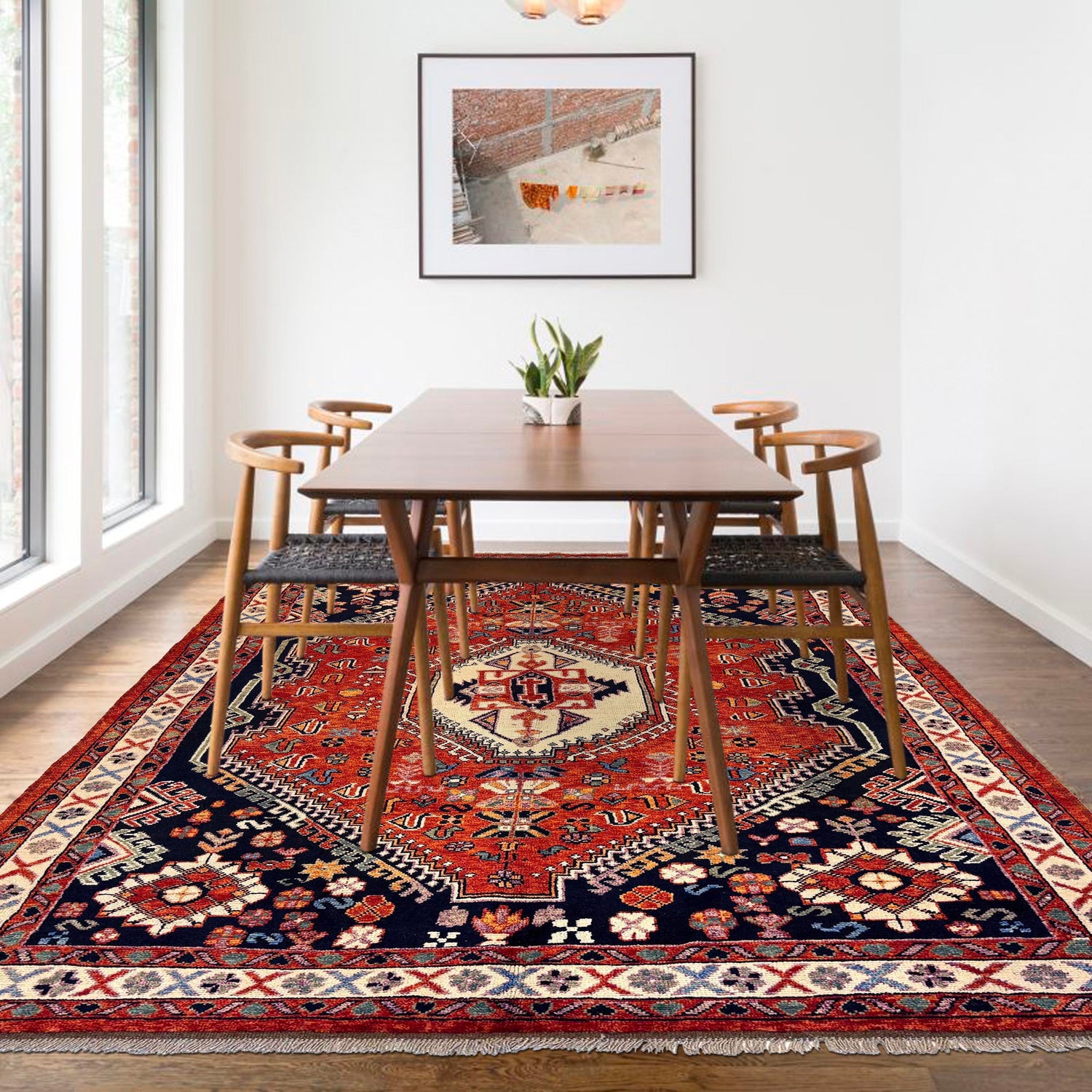 Shirazi Area Rug Handmade Multi Medallion 7x10 ft