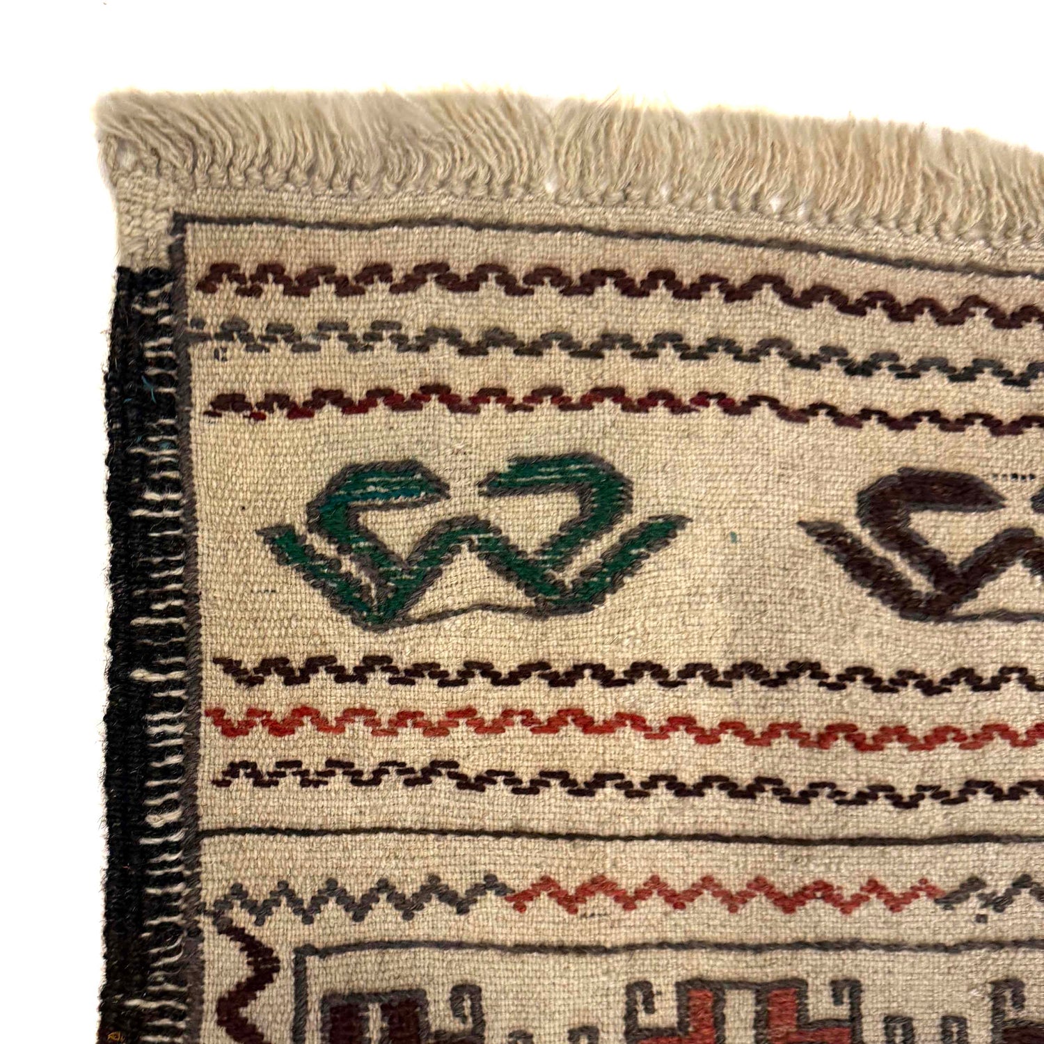 Soumak Kilim Area Rug Handmade White Pictorial 4x6 ft