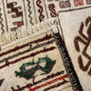 Soumak Kilim Area Rug Handmade White Pictorial 4x6 ft