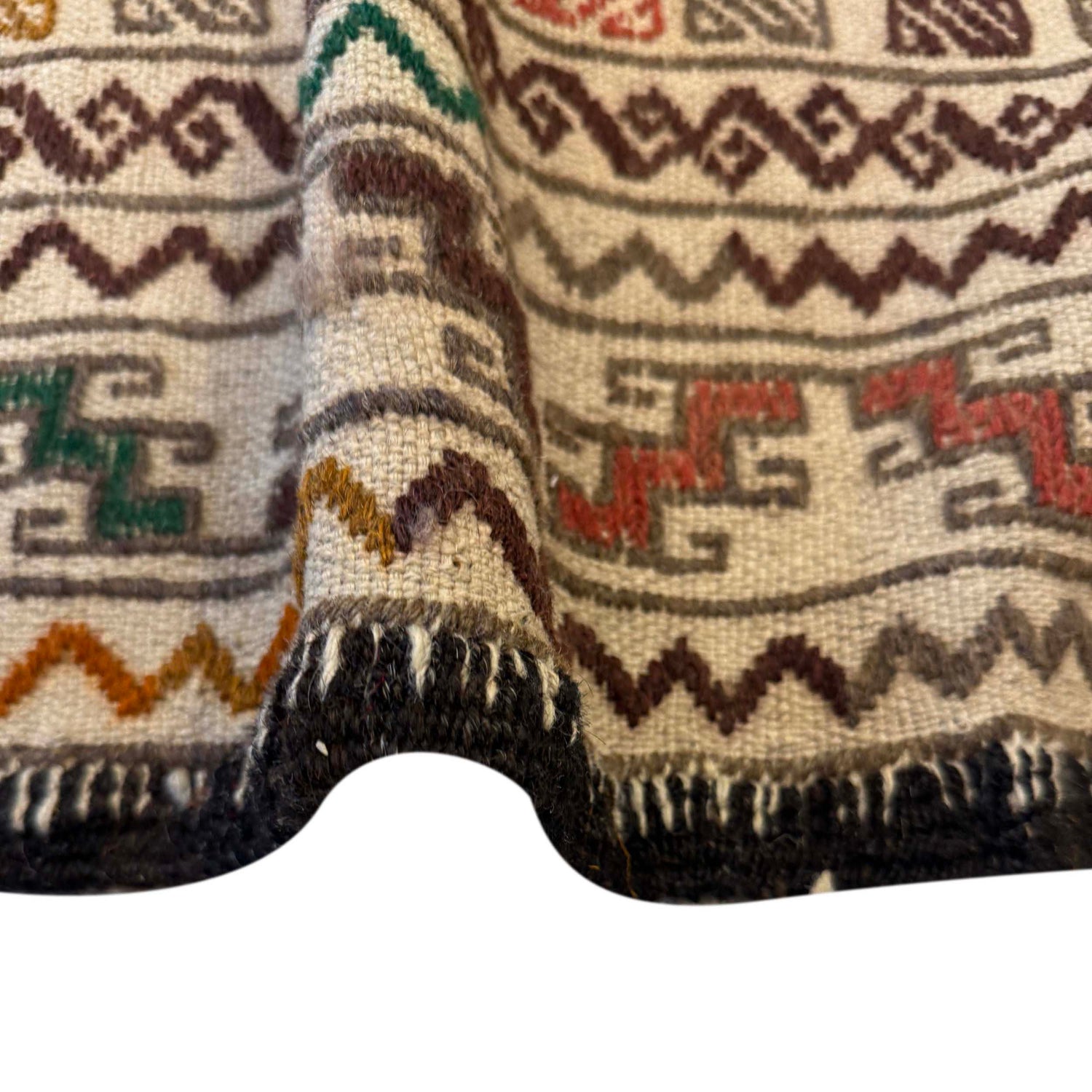 Soumak Kilim Area Rug Handmade White Pictorial 4x6 ft