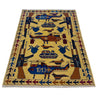 War Area Rug Handmade Yellow Tank + Helicopter + Riffle +