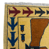War Area Rug Handmade Yellow Tank + Helicopter + Riffle +