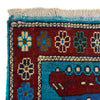 War Area Rug Handmade Blue Tank + Helicopter 2x4 ft