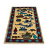 War Area Rug Handmade Beige Riffle + Tank + Helicopter +