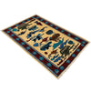 War Area Rug Handmade Beige Riffle + Tank + Helicopter +
