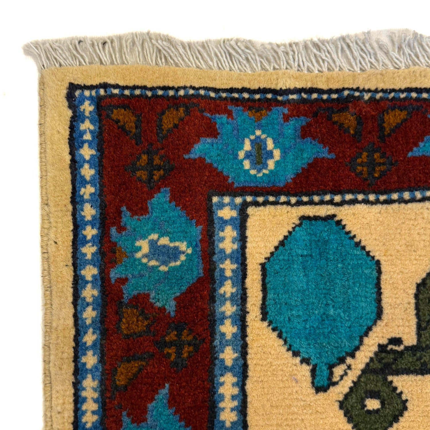War Area Rug Handmade Beige Riffle + Tank + Helicopter +