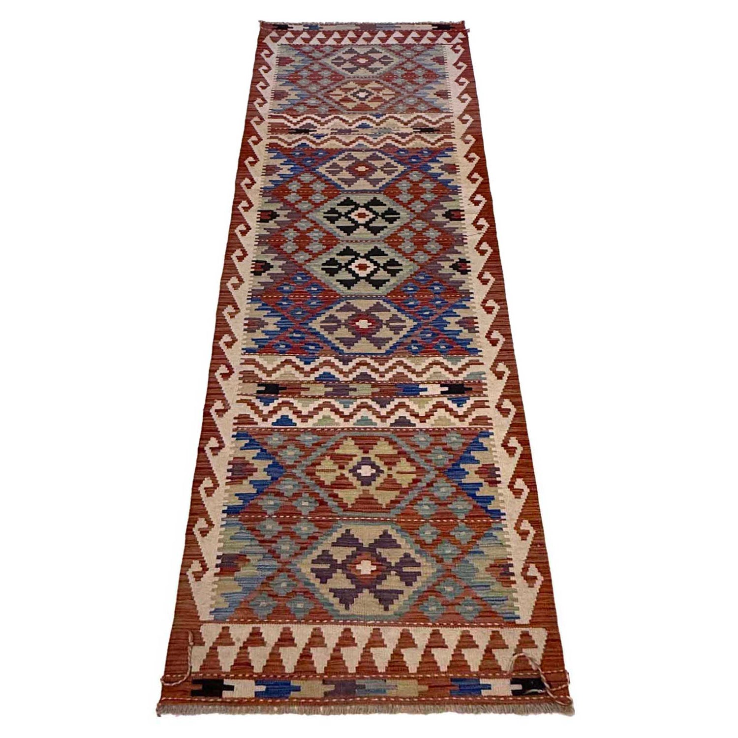 Handmade Multi Kilim Geometric 10' Runner