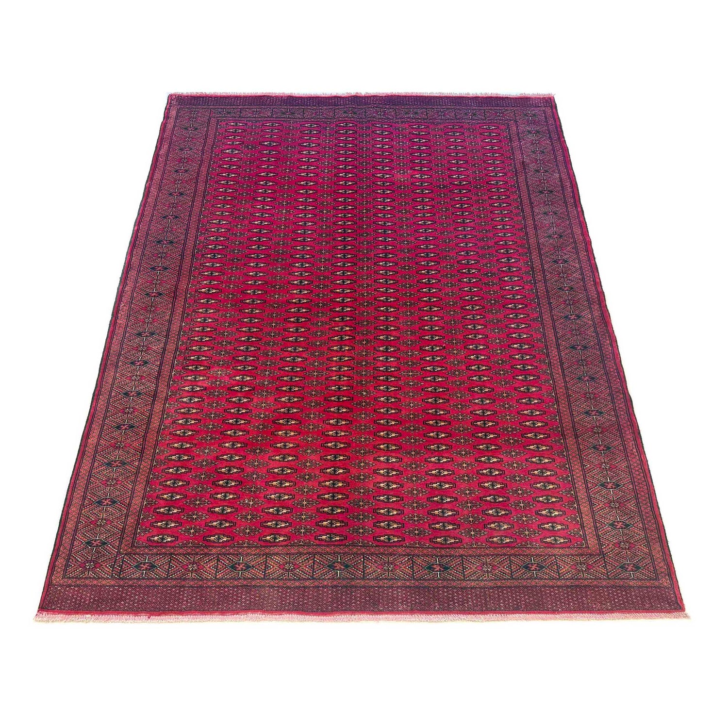 Bokhara Rug Handmade Deep Red Medallion 7x10 ft