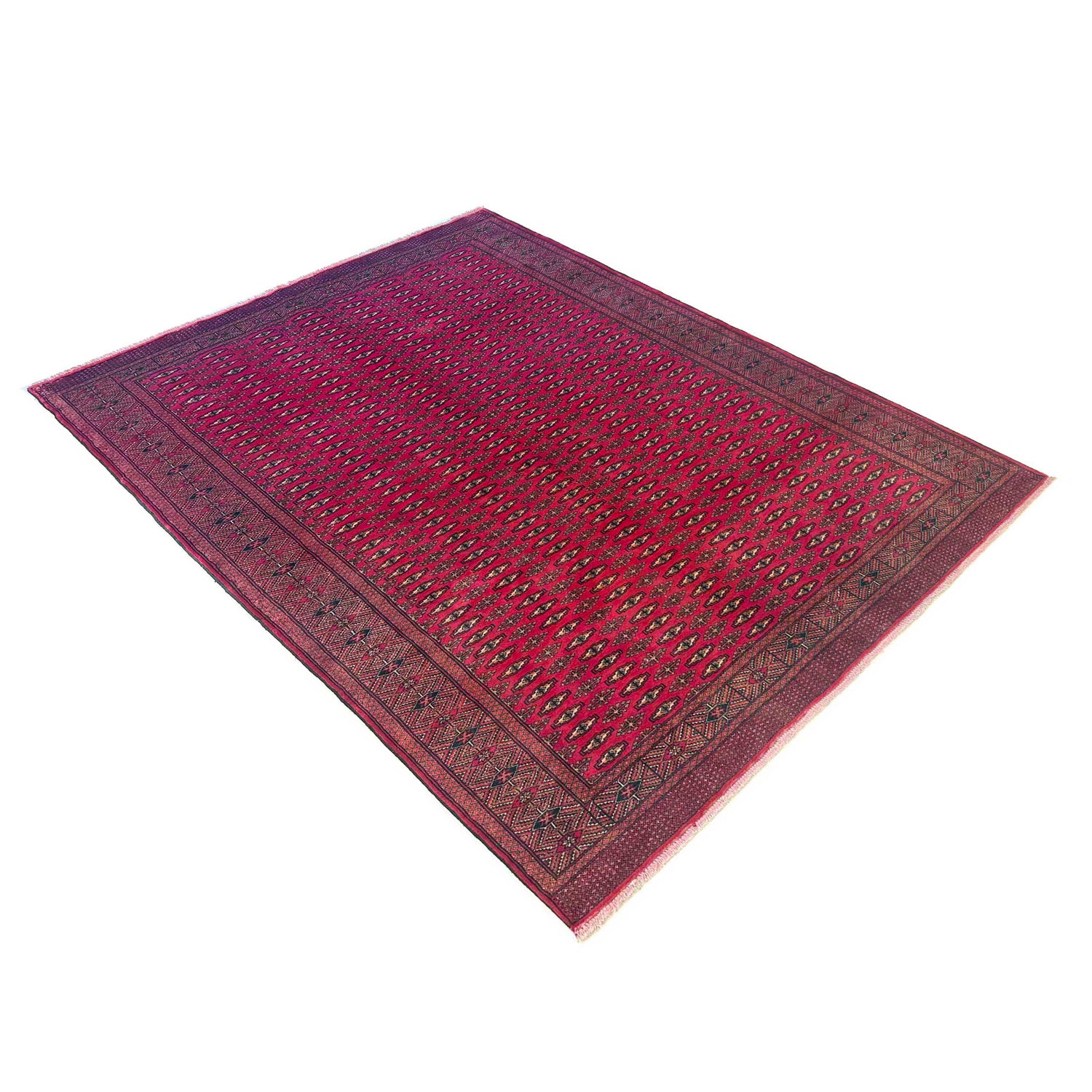 Bokhara Rug Handmade Deep Red Medallion 7x10 ft