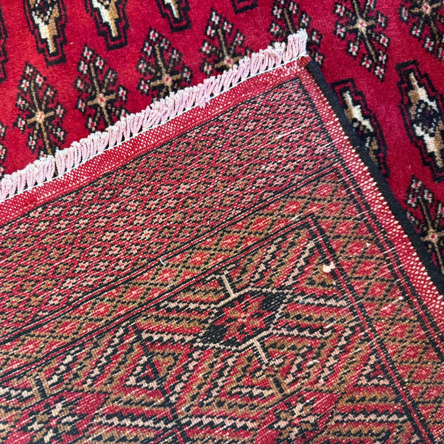 Bokhara Rug Handmade Deep Red Medallion 7x10 ft