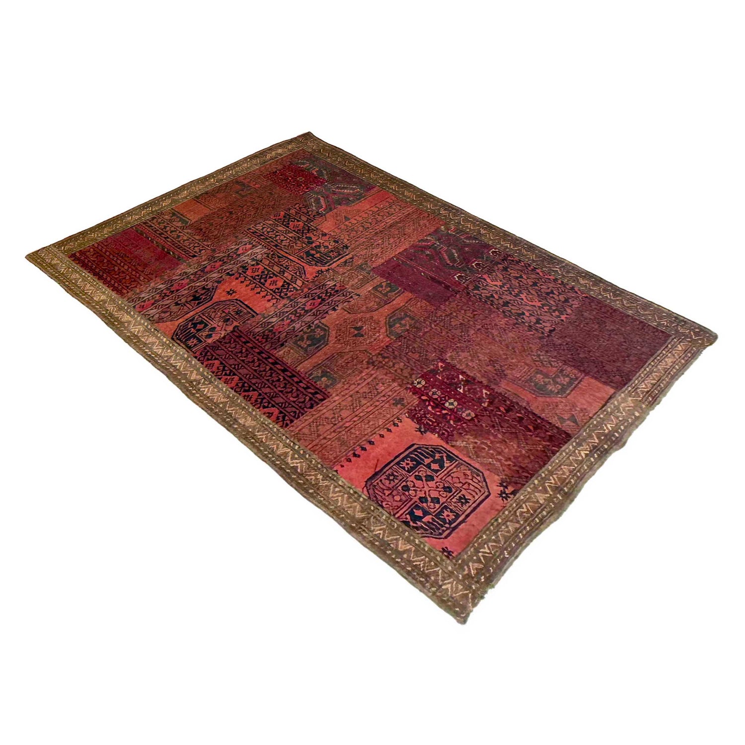 Patchwork Area Rug Handmade Multi Geometric 4x6 ft