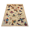 Embroidery Kilim Area Rug Handmade Beige Animal 4x6 ft