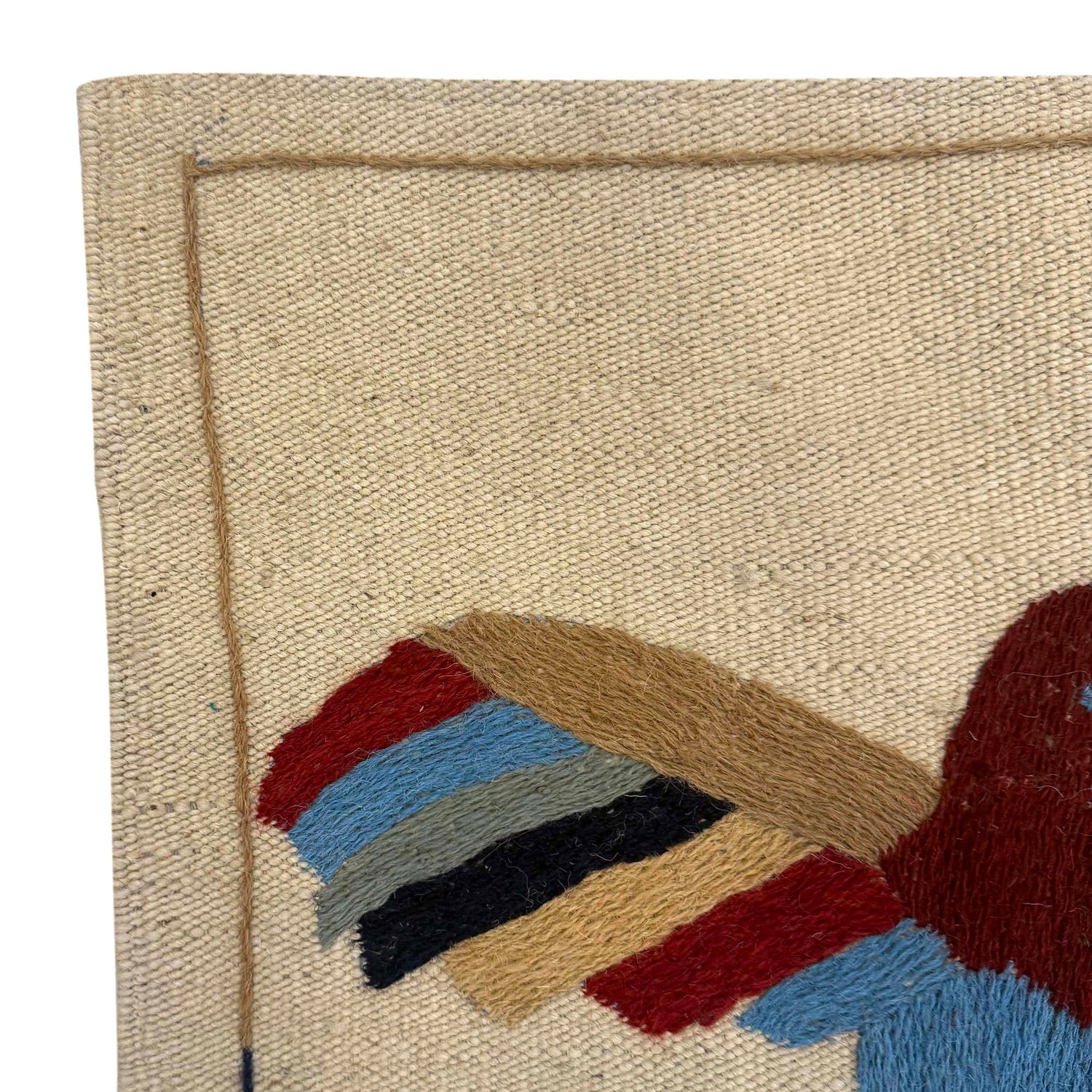 Embroidery Kilim Area Rug Handmade Beige Animal 4x6 ft