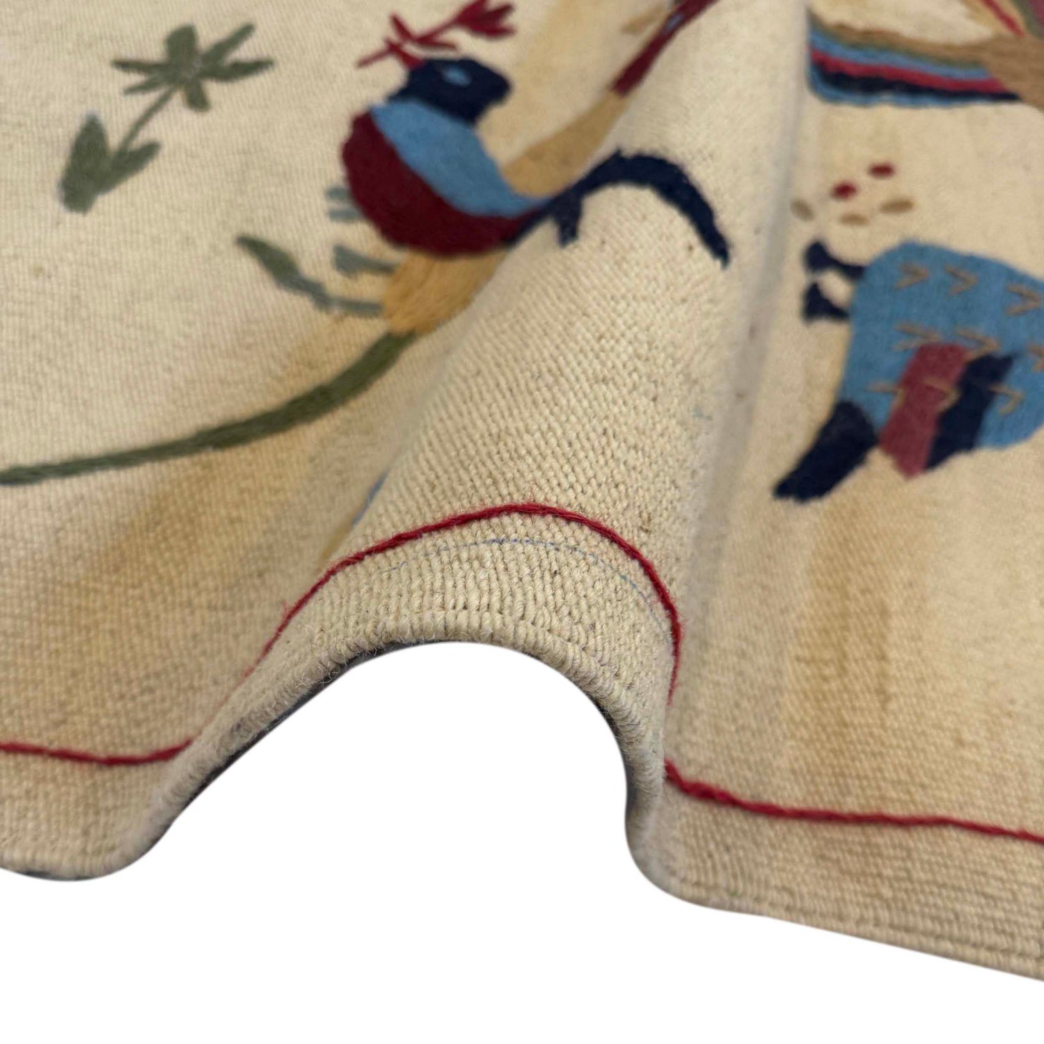 Embroidery Kilim Area Rug Handmade Beige Animal 4x6 ft
