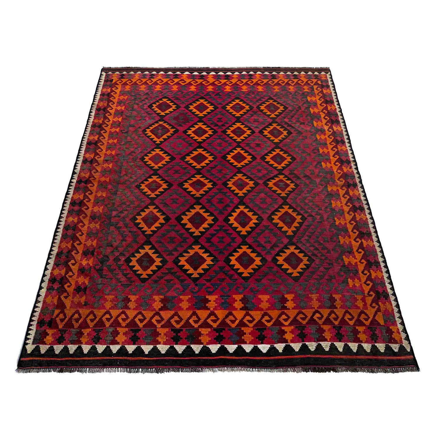 Maimana Kilim Area Rug Handmade Multi Floral 7x10 ft