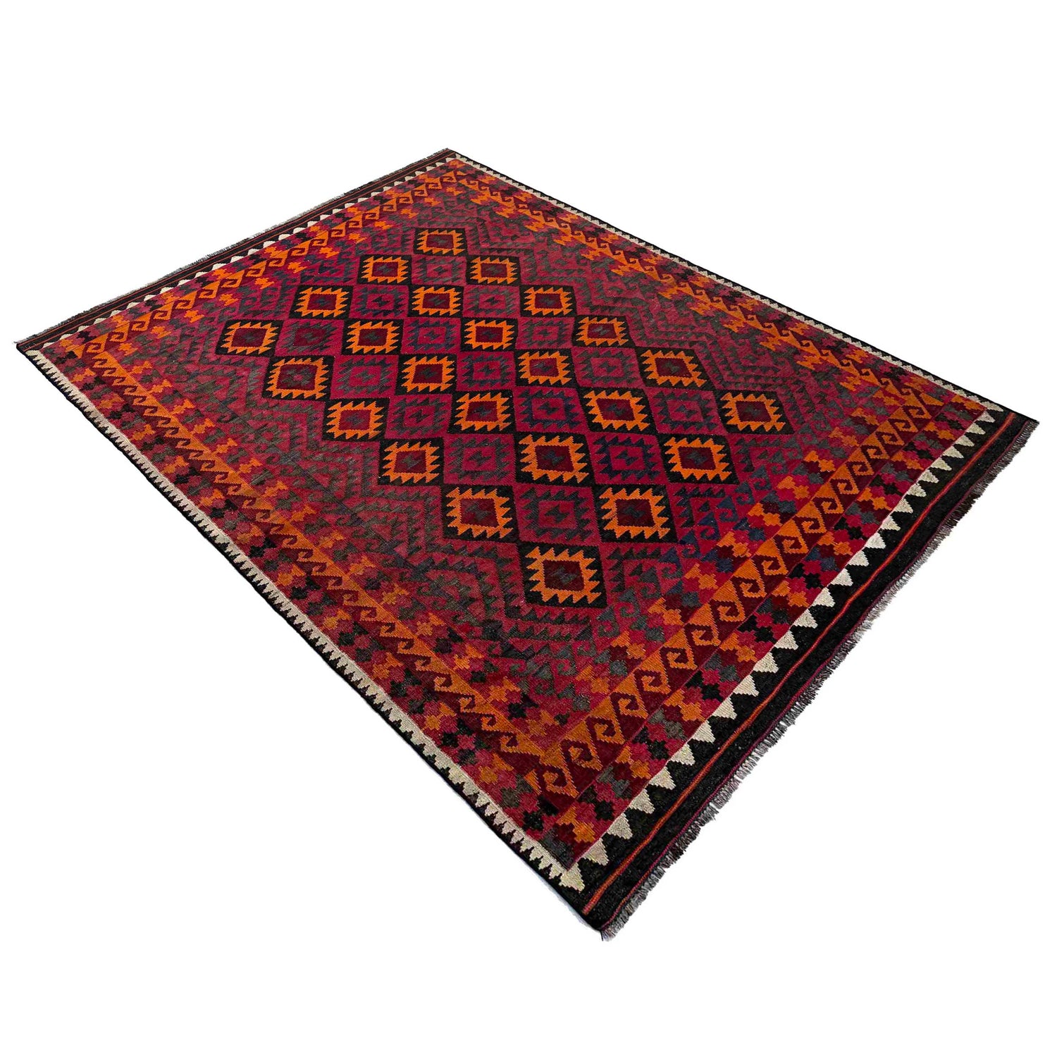 Maimana Kilim Area Rug Handmade Multi Floral 7x10 ft