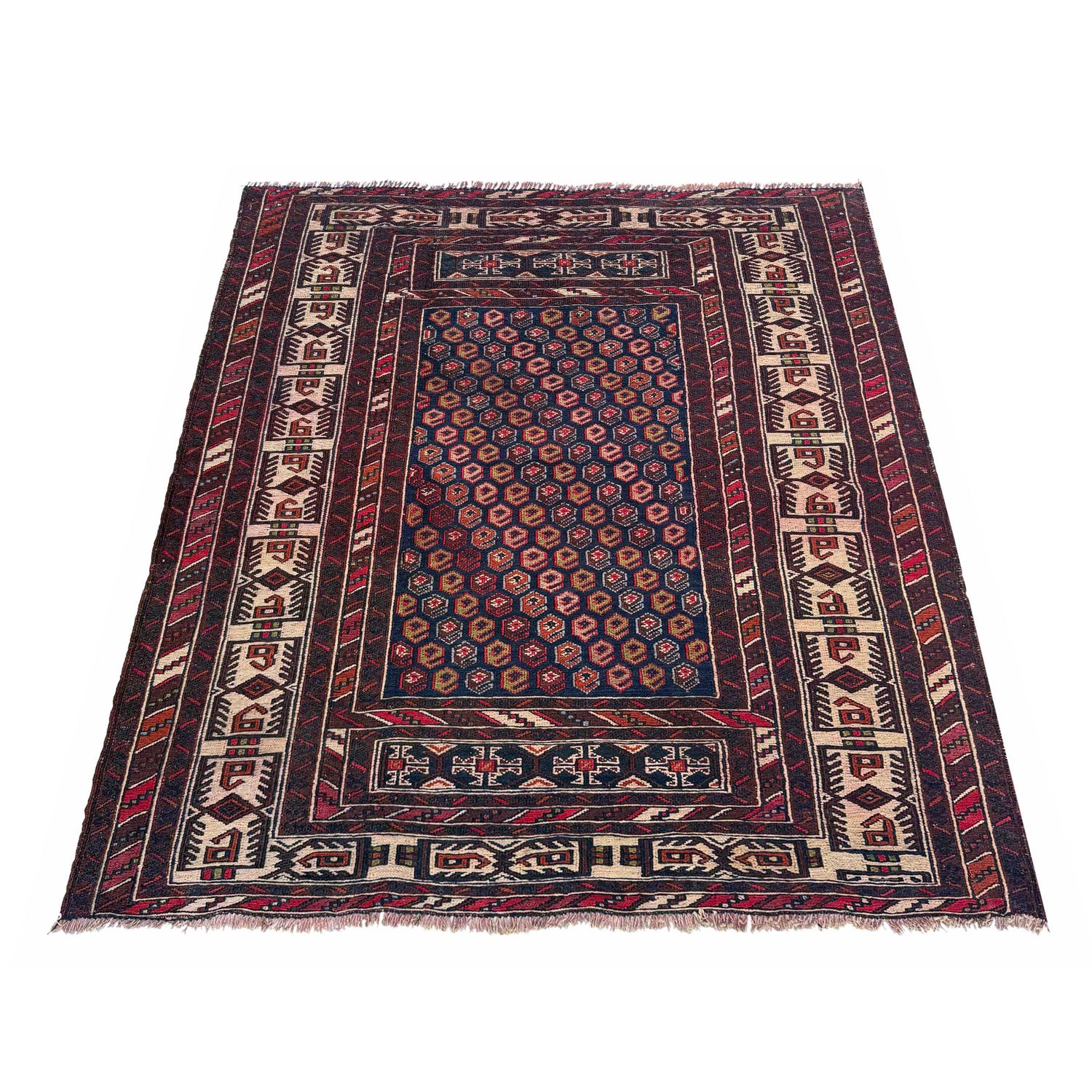 Maliki Kilim Area Rug Handmade Multi Floral 4x4 ft