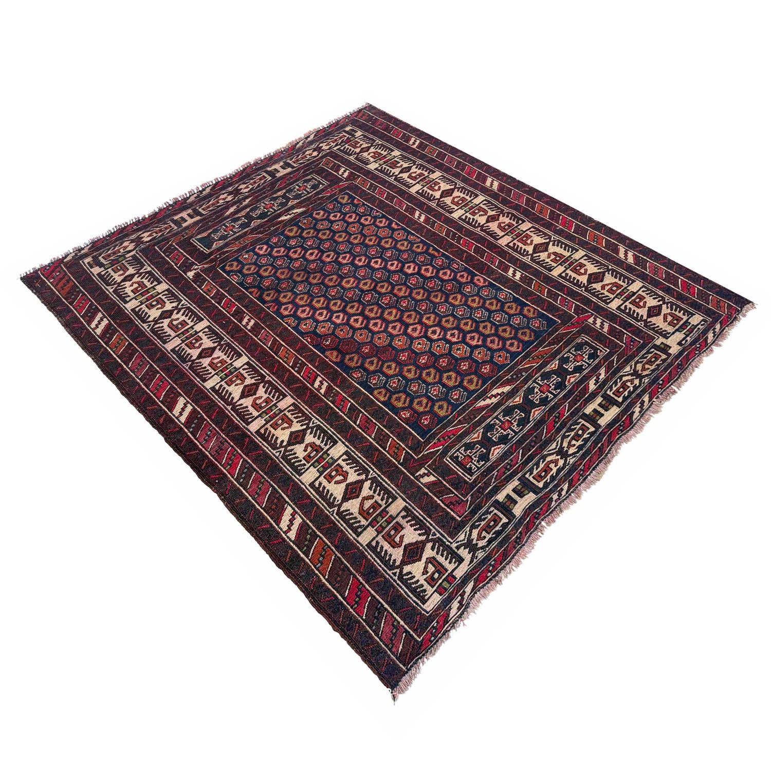 Maliki Kilim Area Rug Handmade Multi Floral 4x4 ft