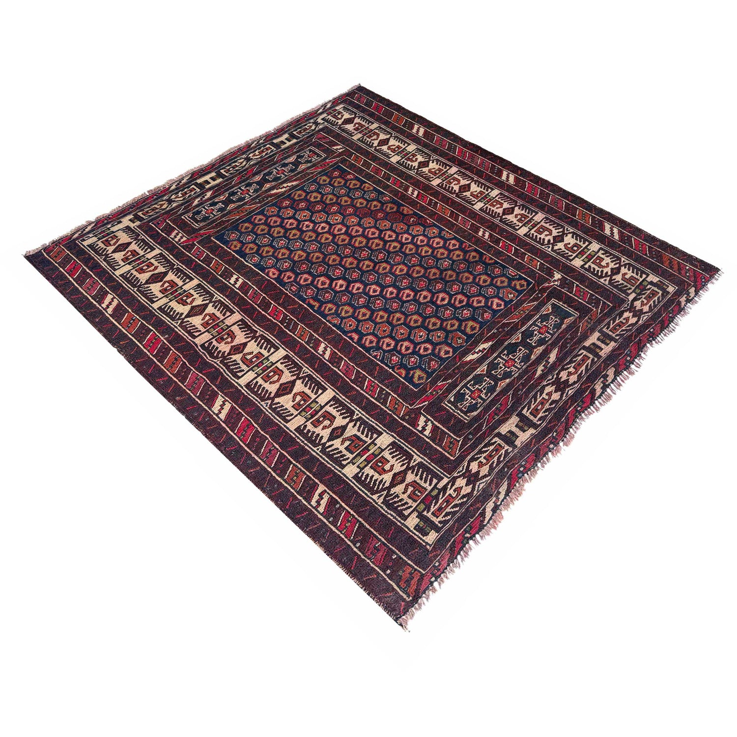 Maliki Kilim Area Rug Handmade Multi Floral 4x4 ft
