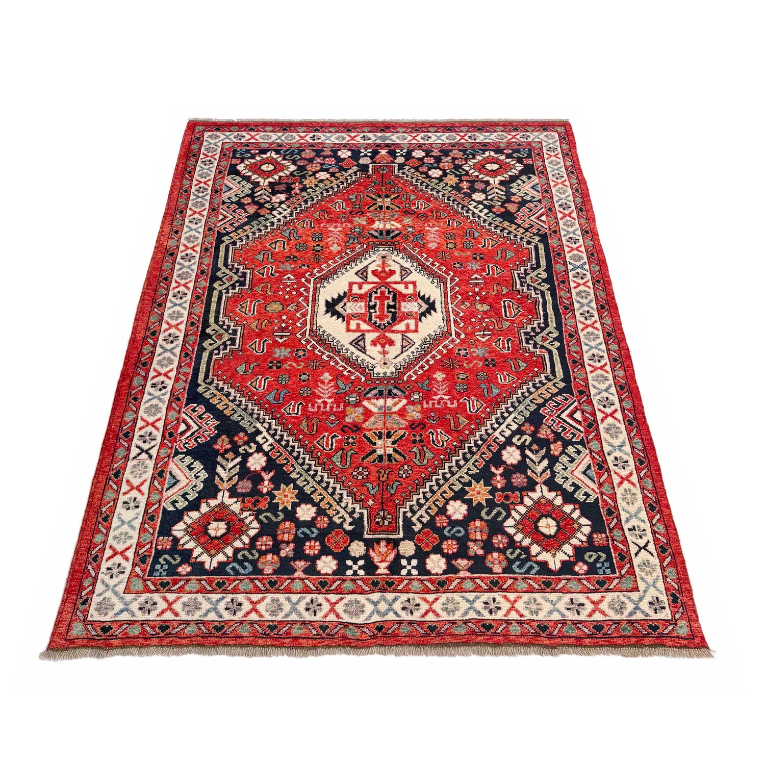 Shirazi Area Rug Handmade Red Medallion 7x10 ft