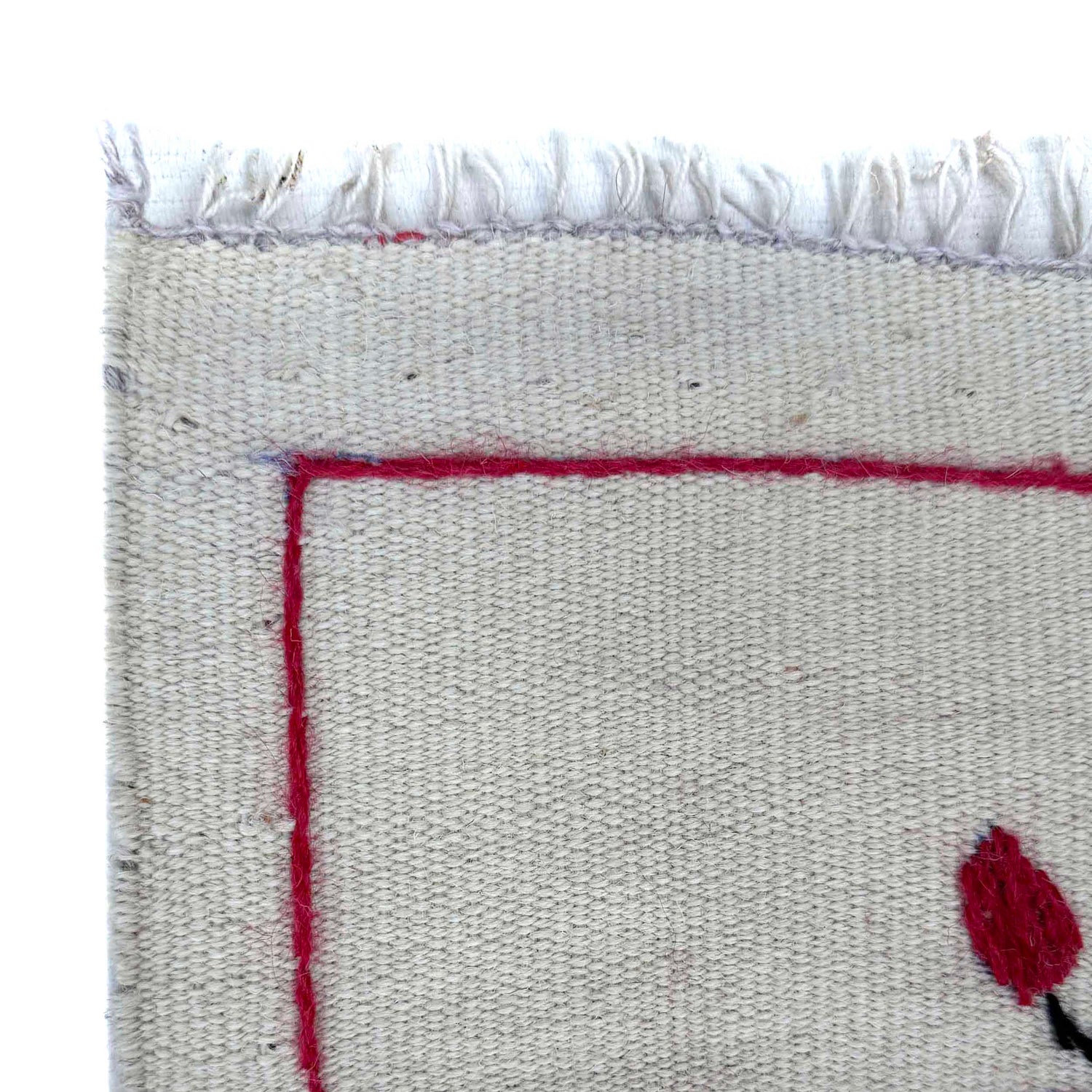 Embroidery Kilim Area Rug Handmade Beige Animal 4x6 ft
