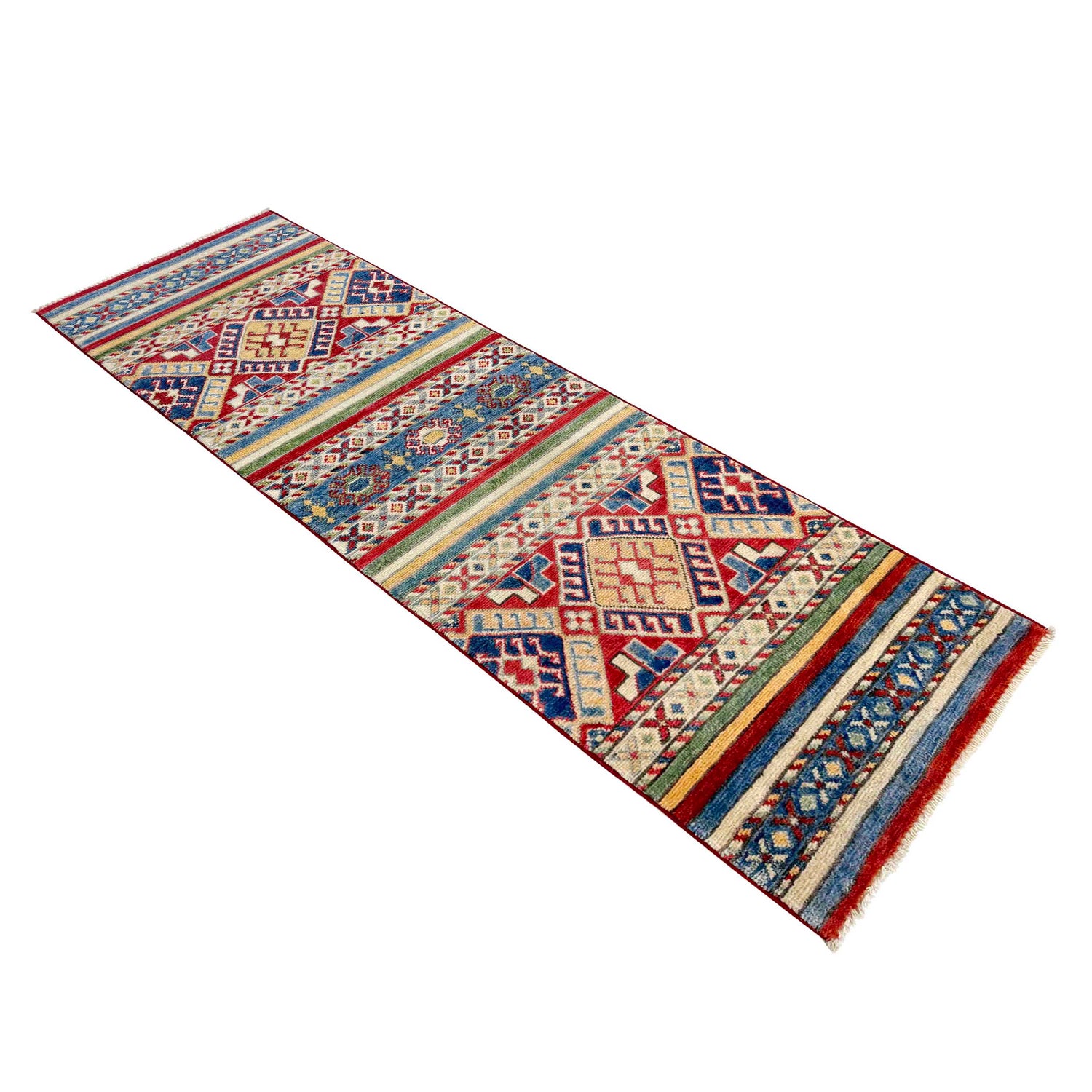 Khurjeen Runner Handmade Multi Curvilinear 6' Runner