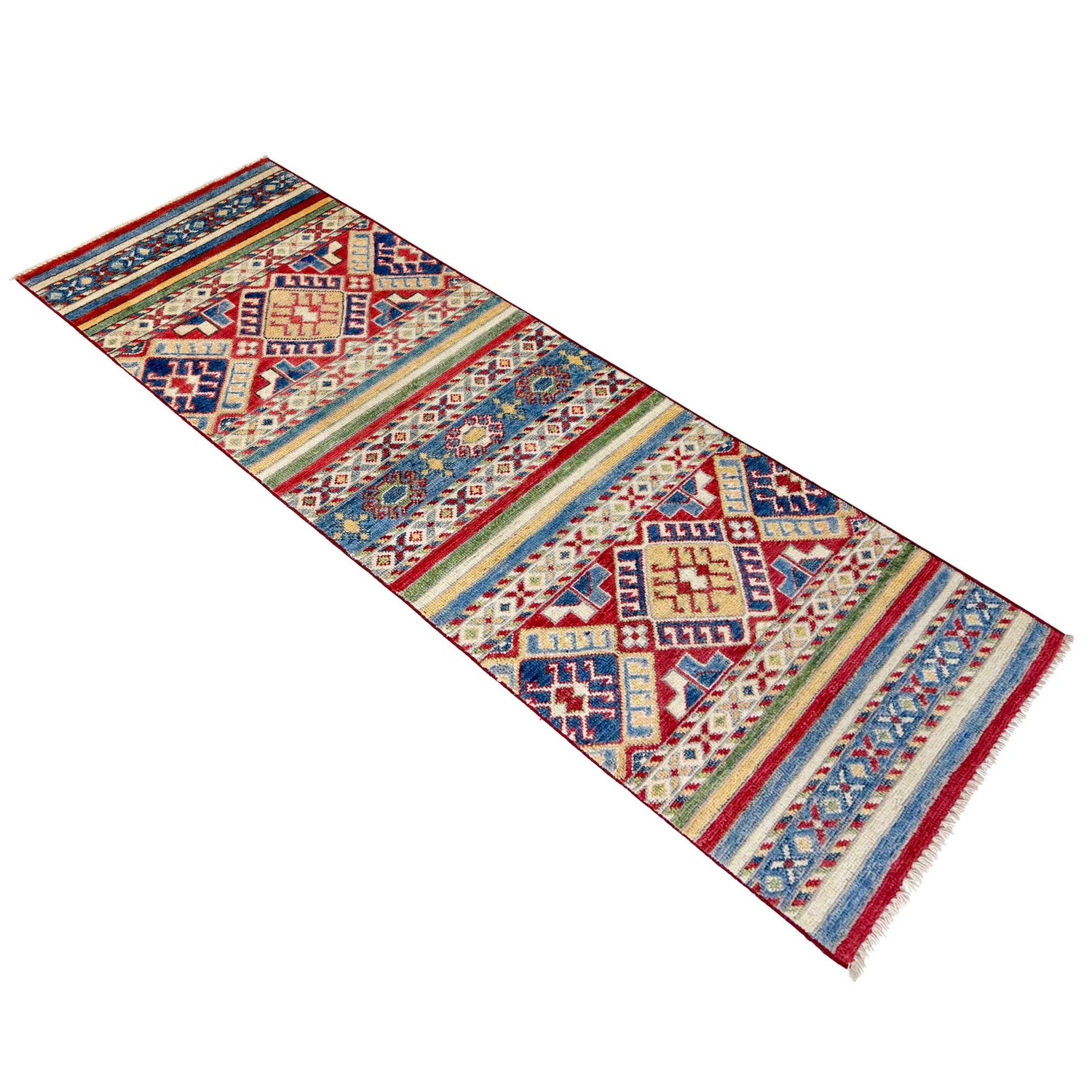 Khurjeen Runner Handmade Multi Curvilinear 6' Runner