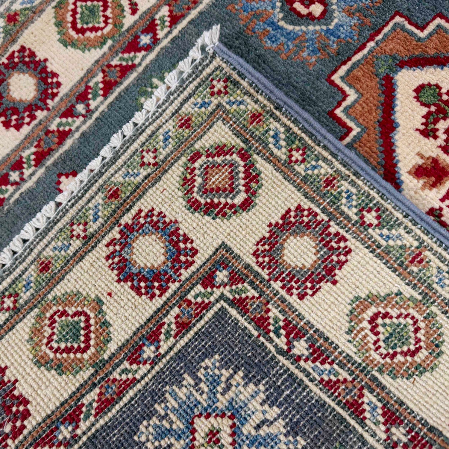 Kazak Rug Handmade Gray Medallion 10' Runner