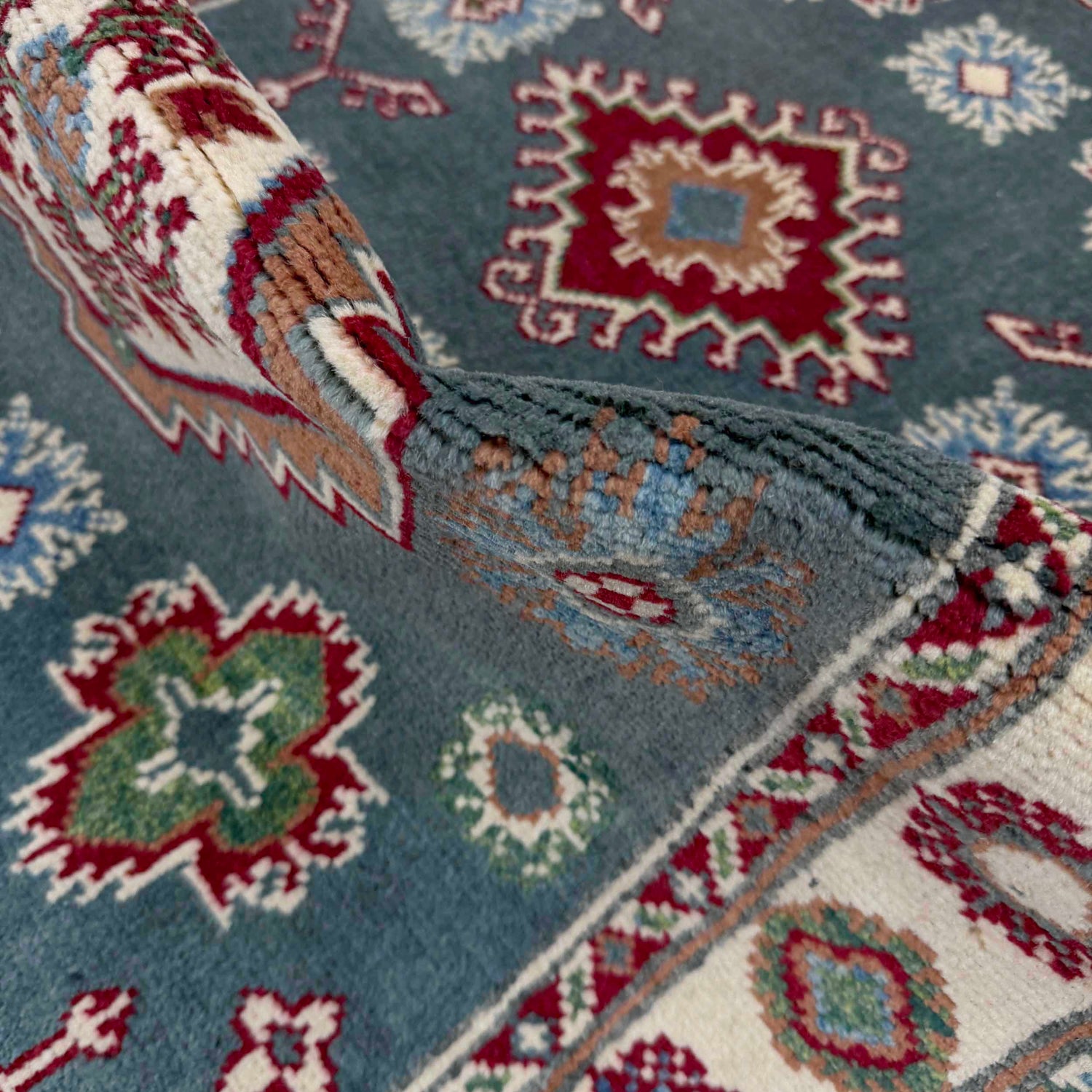 Kazak Rug Handmade Gray Medallion 10' Runner