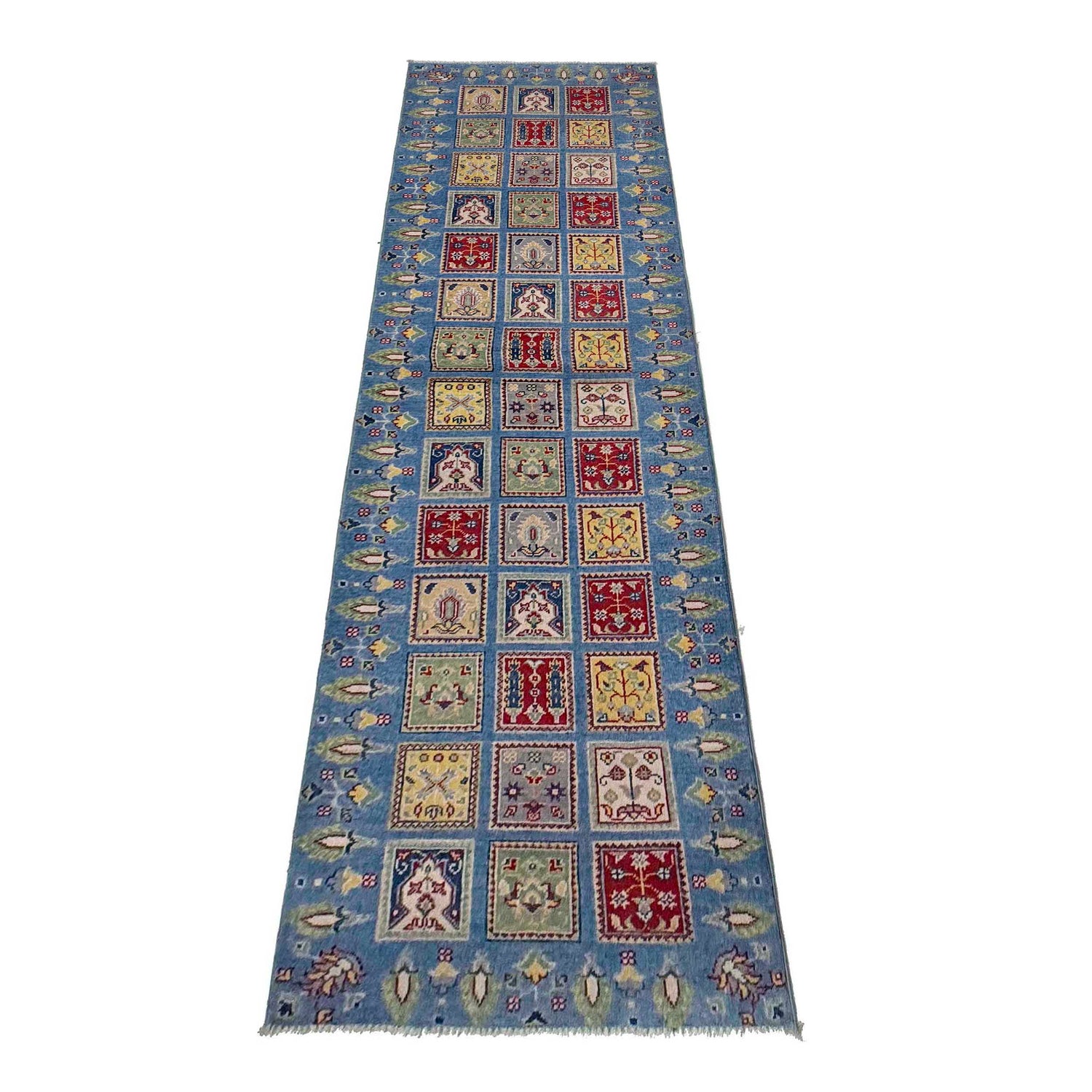 Bakhtiar Area Rug Runner Handmade Blue Floral 10' Runner