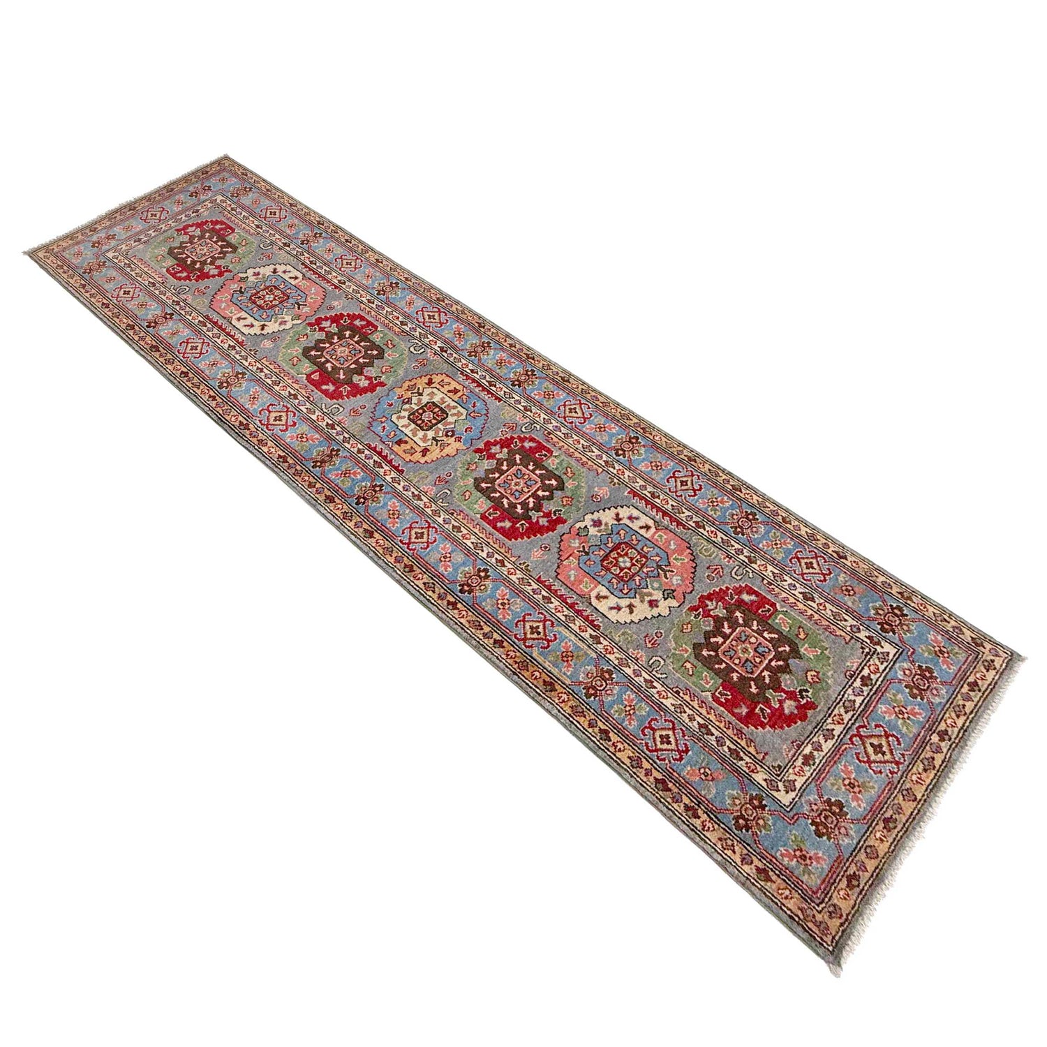 Waziri Runner Rug Handmade Multi Medallion 10' Runner